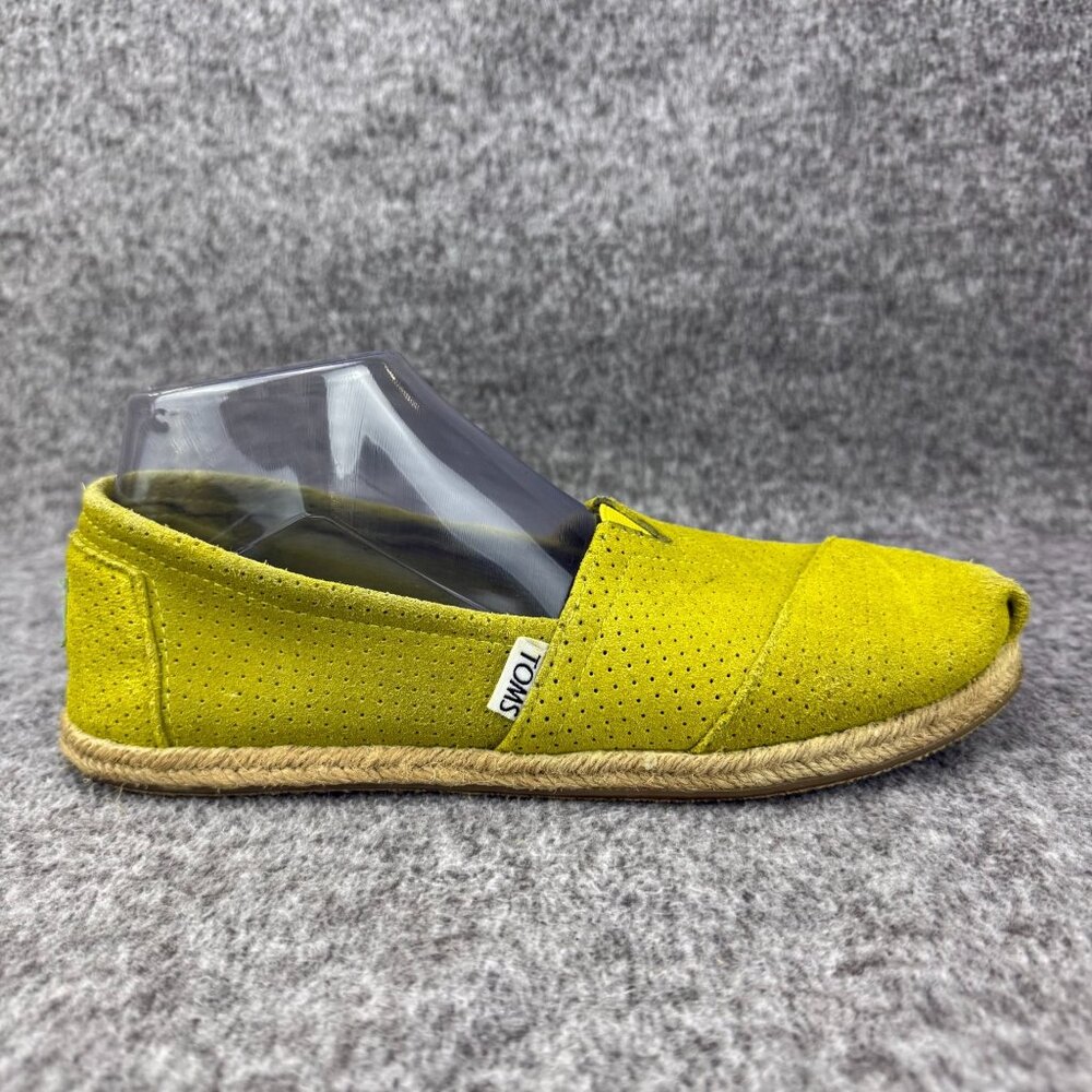 ✅Womens 9 Toms Leather Flats Yellow Perforated Suede Espadrilles  Casual Shoes